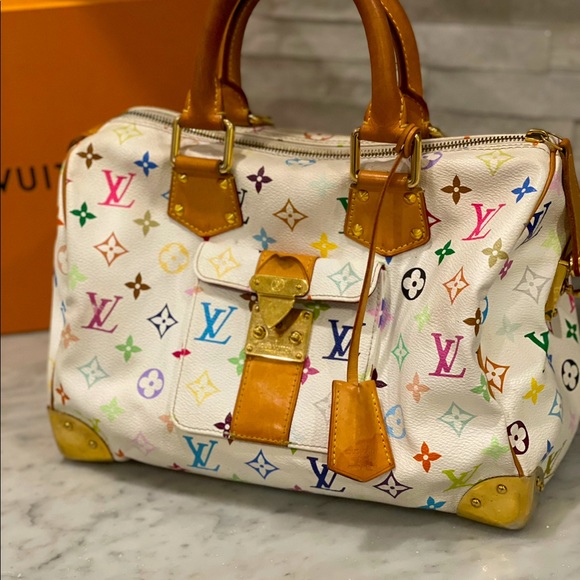 Authentic Louis Vuitton White Mono Speedy 30 - Picture 2 of 4